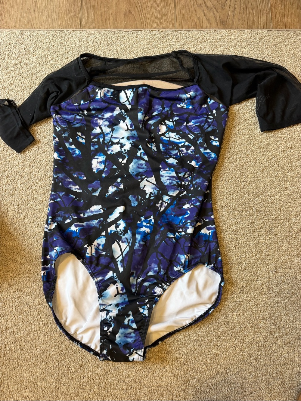 Black & Blue Tree-Print Leotard